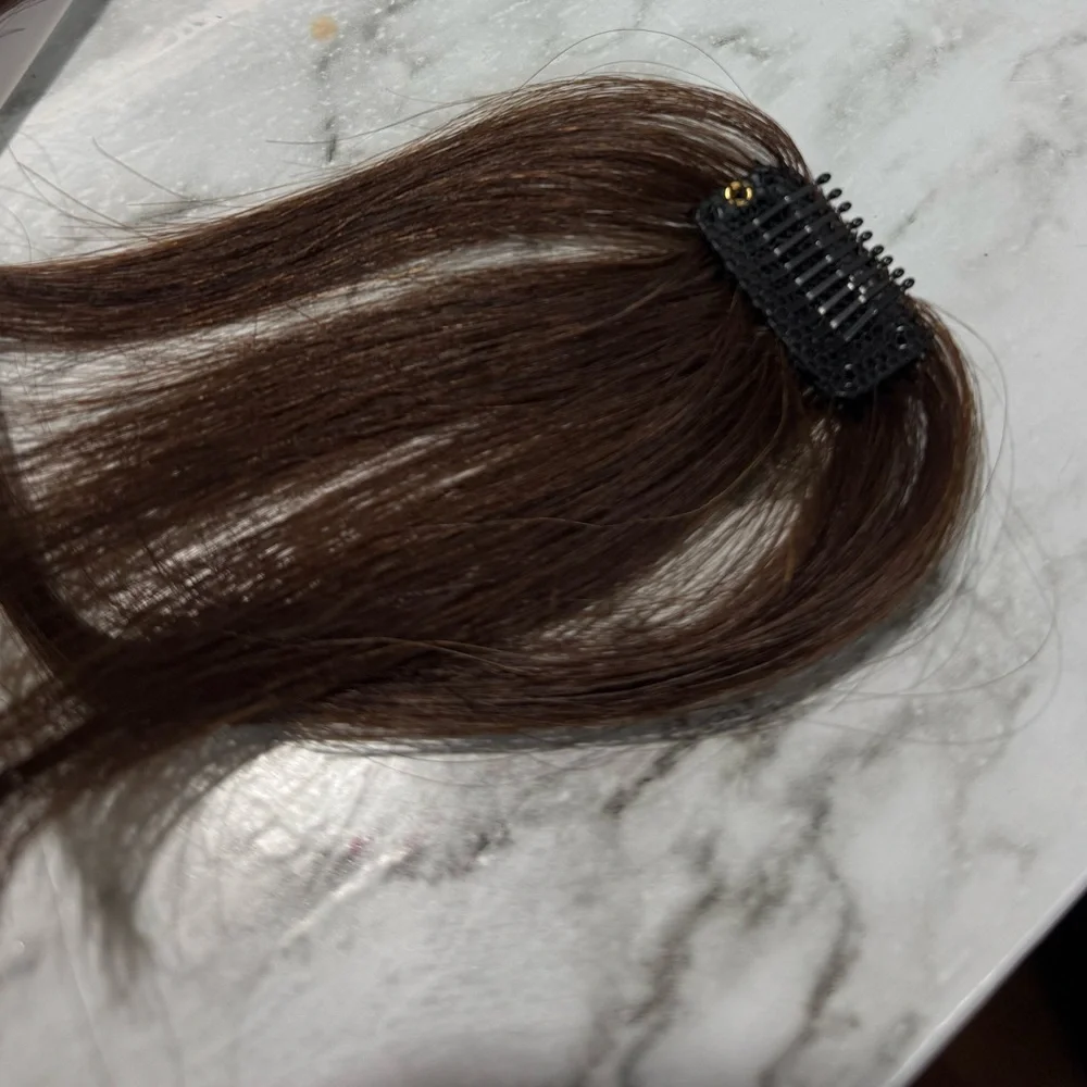 Medium Dark Brown 100% Human hair Clip-In Bangs